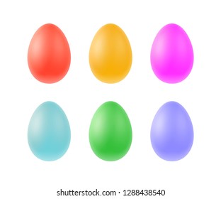 Set of multicolored easter eggs isolated on white background.  Object design element