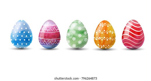 Set of multi-colored Easter eggs. Vector illustration.