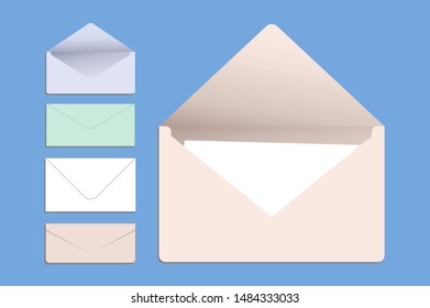 Set of multicolored envelopes for mockups, web design, etc.