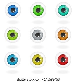 Set of multi-colored eyes. Vector illustration