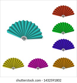 Set of multicolored female fans, flat design