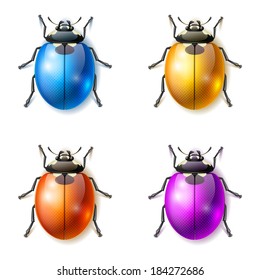 Set of multicolored fictional beetles, beetle vector icons