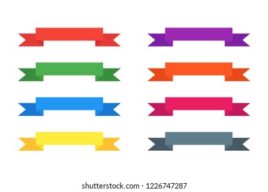Set of multicolored flat ribbons