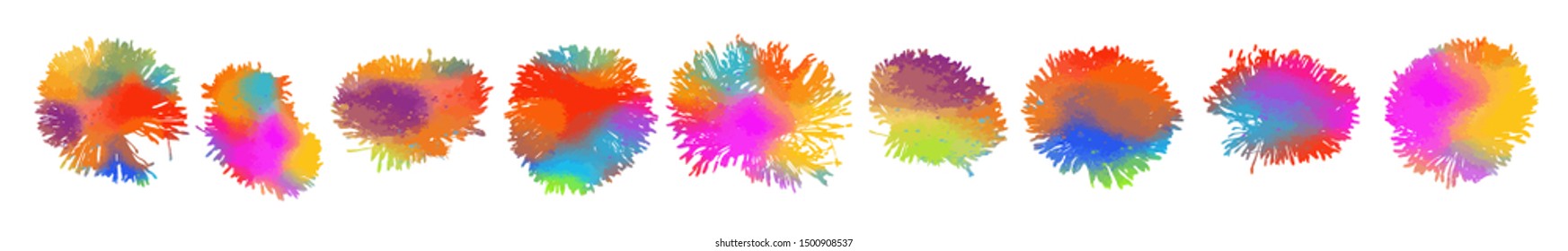 Set of multicolored flower heads. Vector illustration