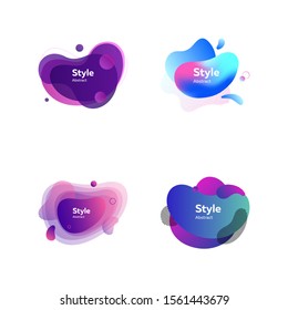 Set of multi-colored flowing liquid abstract graphic elements. Dynamical colored forms. Gradient banners with flowing liquid shapes. Template for design of logo, flyer or presentation. Vecto