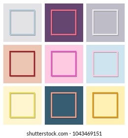 Set of multi-colored frames with shadow. Vector illustration.