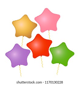 a set of multi-colored gel balls in the form of stars.  Vector cartoon style illustration