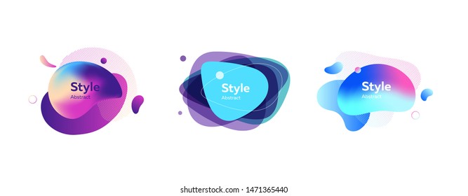 Set of multicolored geometric abstract shapes. Abstract liquid graphic element. Vector illustration. Can be used for advertising, marketing, presentation