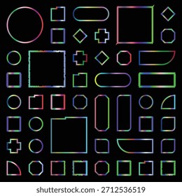 Set of multicolored geometric shapes isolated on transparent background