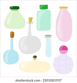 Conjunto de botellas de vidrio multicolor con corchos, arte Clip para pegatinas y artesanías