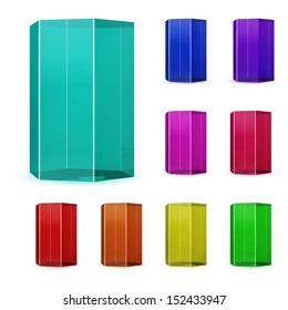 Set of multicolored glass prisms