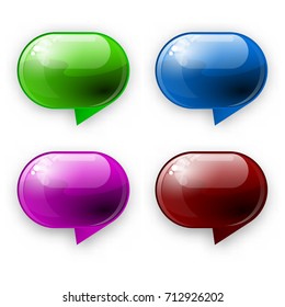 Set of multicolored glossy banners or speech bubble. Vector illustration.