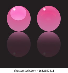 Set of multicolored glossy marbles with glares and shadows