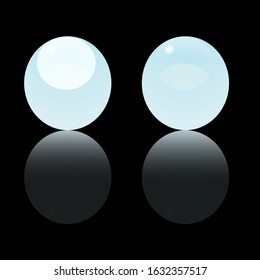 Set of multicolored glossy marbles with glares and shadows