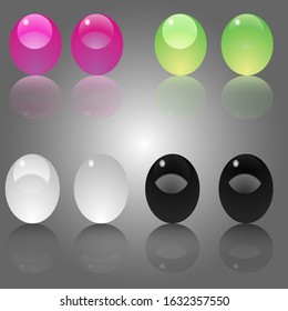 Set of multicolored glossy marbles with glares and shadows