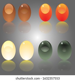 Set of multicolored glossy marbles with glares and shadows