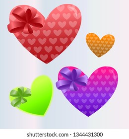 Set of multi-colored hearts. Vector illustration.