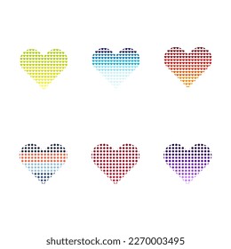 Set of multicolored hearts. Vector illustration