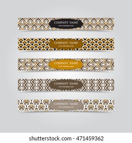 set of multicolored horizontal banner templates with tribal pattern Vector illustration