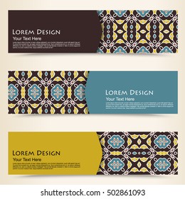 set of multicolored horizontal banners templates with tribal pattern.Vector illustration