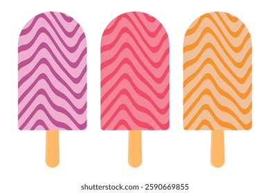 Set of multi-colored ice creams. Vector illustration isolated on a white background.	