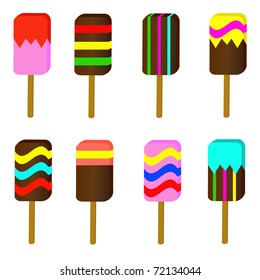 Set of multi-colored ice-cream on a white background