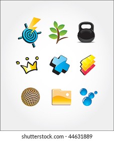 Set from multicolored icons and blots
