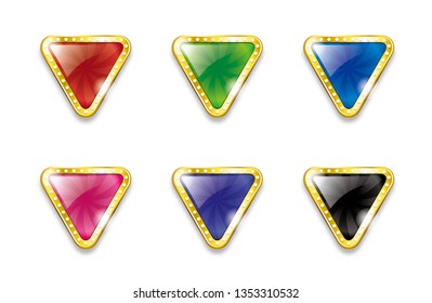 Set of multi-colored light bulb frame stickers, labels, badges, emblems with retro casino, vegas style.