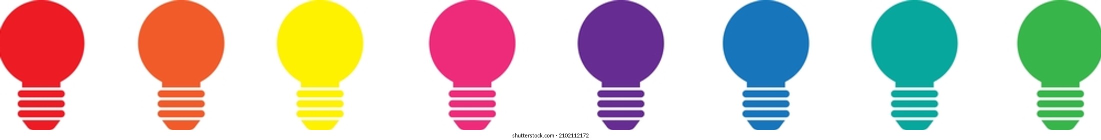 Set of multi-colored light bulbs isolated on white background, illustration.