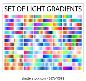 Set of multicolored light gradients. Shimmering texture for abstract backgrounds. Iridescent glow. All the colors of the rainbow.