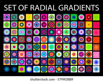 Set of multicolored light gradients. Shimmering texture for abstract backgrounds. Iridescent glow. All the colors of the rainbow