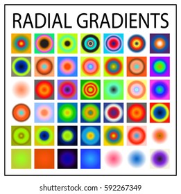 Set of multicolored light gradients. Shimmering texture for abstract backgrounds. Iridescent glow. All the colors of the rainbow