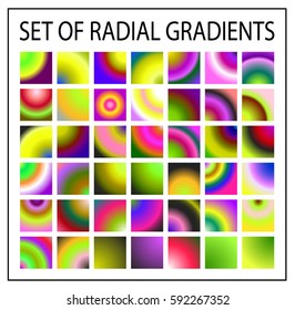 Set of multicolored light gradients. Shimmering texture for abstract backgrounds. Iridescent glow. All the colors of the rainbow