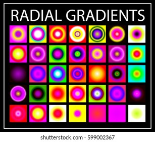 Set of multicolored light gradients. Shimmering texture for abstract backgrounds. Iridescent glow. All the colors of the rainbow