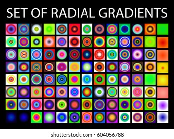 Set of multicolored light gradients. Shimmering texture for abstract backgrounds. Iridescent glow. All the colors of the rainbow