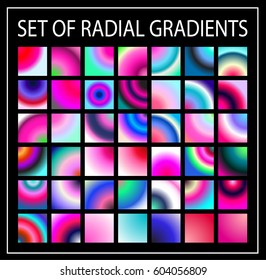 Set of multicolored light gradients. Shimmering texture for abstract backgrounds. Iridescent glow. All the colors of the rainbow