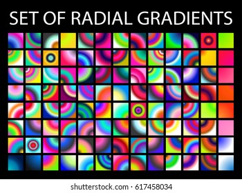 Set of multicolored light gradients. Shimmering texture for abstract backgrounds. Iridescent glow. All the colors of the rainbow