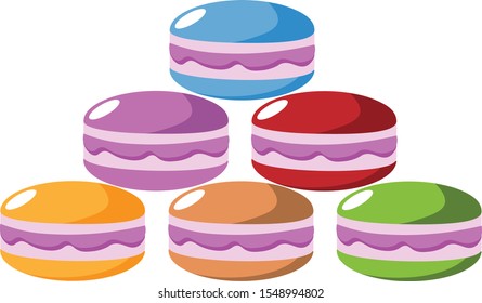 set of multi-colored macaroon with cream