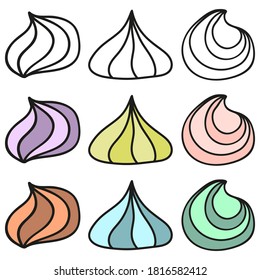 Set of multicolored marshmallows on a white background vector illustration