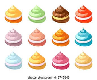 Set of multicolored marshmallows on a white background vector illustration