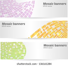 Set of multicolored mosaic banners for your designs