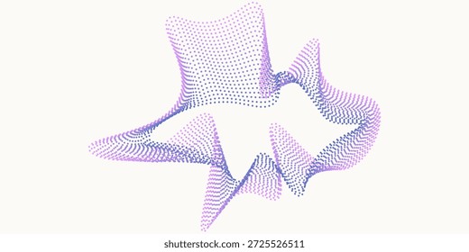 A set of multicolored neon sound dot waves. Sound curve, radial spectrum. Colorful template for music poster and banner. Vector radial spectrum.