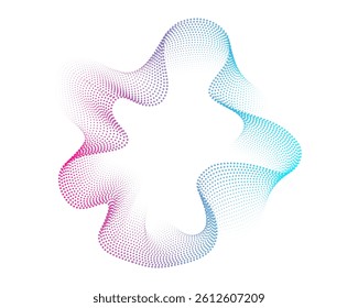 Set of multicolored neon sound dots waves. Sound curve , radial spectrum. Colorful template for music poster and banner. Vector radial spectrum.