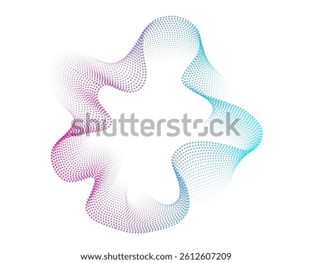 Set of multicolored neon sound dots waves. Sound curve , radial spectrum. Colorful template for music poster and banner. Vector radial spectrum.