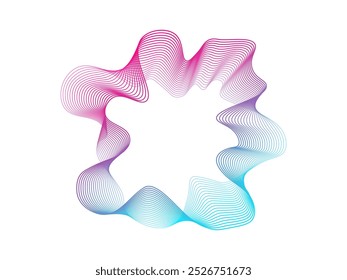 Conjunto de ondas sonoras neon multicoloridas. Curva do som, linhas do espectro de radiofrequências . Espectro de cores para cartaz e banner de música. Ilustração vetorial.