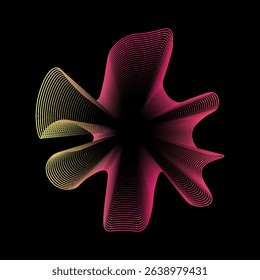 A set of multicolored neon sound waves. Sound lines, radial spectrum, sound equalizers. Colorful equalizer background. Circular geometric wavy frame. Vector radial spectrum.