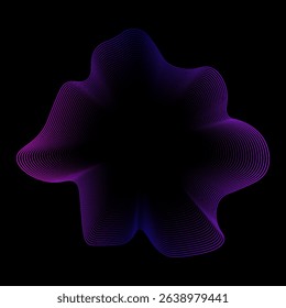 A set of multicolored neon sound waves. Sound lines, radial spectrum, sound equalizers. Colorful equalizer background. Circular geometric wavy frame. Vector radial spectrum.