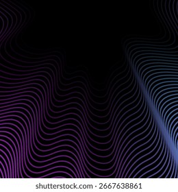 Um conjunto de ondas sonoras neon multicoloridas. Linhas de som, espectro radial, equalizadores de som. Fundo do equalizador colorido. Quadro ondulado geométrico circular. Espectro radial vetorial.