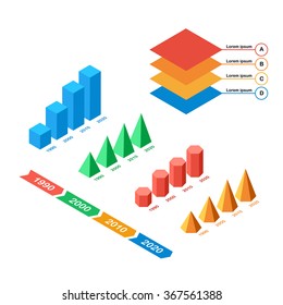 Set of multicolored objects for infographics