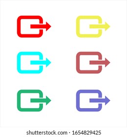 Establecer multicolor en fondo blanco.Señal de salida del error, icono de salida, estrategia de salida - puerta de entrada